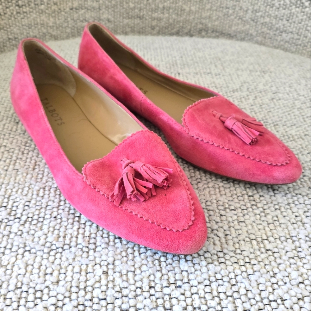 Talbots Pink Suede Flats with Tassel Detail 6.5